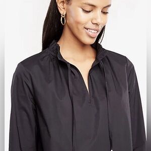 Ann Taylor Black Tie-Neck Blouse